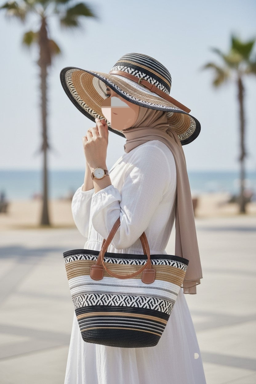 حقيبة نسائية صيفية أنيقة بتصميم قش منسوج